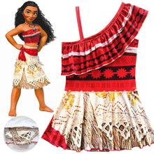 Load image into Gallery viewer, 2020 Girls Moana Cosplay Costume for Kids Vaiana Princess Dress Clothes with Necklace for Halloween Costumes Gifts for Girl