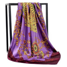 Load image into Gallery viewer, Silk Scarf Women Print hair neck Square Scarves Office Ladies Shawl Bandanna 90*90cm Muslim Hijab Handkerchief muffler foulard