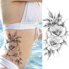 Load image into Gallery viewer, Purple Rose Jewelry Water Transfer Tattoo Stickers Women Body Chest Art Temporary Tattoo Girl Waist Bracelet Flash Tatoos Flower
