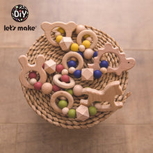 Load image into Gallery viewer, Let's Make Wooden Rattle Teether Baby Toys Engraved Wood Beads Hexagon Teether Silicone Beads 12Mm Tiny Rod Baby Crib Rattle