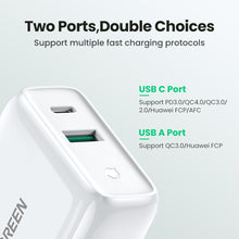 Load image into Gallery viewer, Ugreen 36W Fast USB Charger Quick Charge 4.0 3.0 Type C PD Fast Charging for iPhone 12 USB Charger with QC 4.0 3.0 Phone Charger