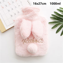 Load image into Gallery viewer, Winter Cartoon Rabbit Hot Water Bottle PVC Stress Pain Relief Therapy Hot Water Bag With Knitted Soft Cozy Cover Hand Warmer 1pc