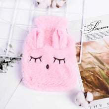 Load image into Gallery viewer, Winter Cartoon Rabbit Hot Water Bottle PVC Stress Pain Relief Therapy Hot Water Bag With Knitted Soft Cozy Cover Hand Warmer 1pc
