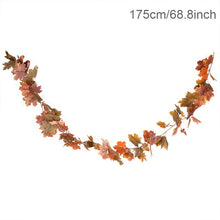 Load image into Gallery viewer, 1.75m Home Autumn Decoration Leaves Garland Artificial Maple Leaf Vine Fake Foliage String Thanksgiving Christmas Garden Decor