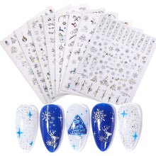 Load image into Gallery viewer, 1Pcs 3D Nail Sticker Christmas Holographics Snowflake For Gold Silver Nail Art Stickers DIY Nail Art Decoration Decals