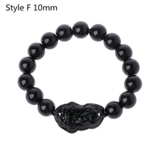 Load image into Gallery viewer, Feng Shui Black Beads Alloy Wealth Bracelet Unisex Wristband Gold Black Pixiu Wealth and Good Luck Women Men Bracelet