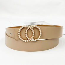 Load image into Gallery viewer, Fashion Leather Waist Belt For Jeans Double Ring Pearl Buckle Ladies Belt For Dresses Black White Women Belt Wild Waistband