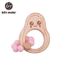 Load image into Gallery viewer, Let's Make Wooden Rattle Teether Baby Toys Engraved Wood Beads Hexagon Teether Silicone Beads 12Mm Tiny Rod Baby Crib Rattle