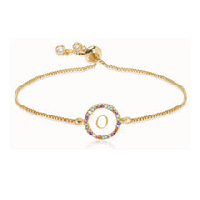 Load image into Gallery viewer, Adjustable Rainbow Zircon 26 Letter Bracelet Women shell Zircon crystal Bracelet Femme Valentine's day wedding Gifts Jewelry