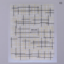 Load image into Gallery viewer, 1 Sheet Holo Black Gold 5D Nail Sticker Decal Tassel Strip Line Slider Foils Adhesive Nail Art Decoration