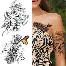 Load image into Gallery viewer, Purple Rose Jewelry Water Transfer Tattoo Stickers Women Body Chest Art Temporary Tattoo Girl Waist Bracelet Flash Tatoos Flower