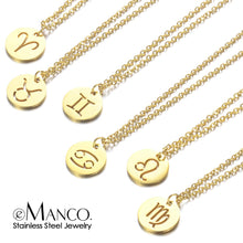 Load image into Gallery viewer, eManco Women 12 Horoscope Zodiac Sign Gold Pendant Necklace Aries Leo 12 Constellations Jewelry Kids Christmas Gifts
