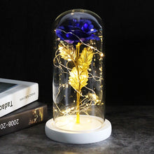 Load image into Gallery viewer, 6 Colour Beauty And The Beast Red Rose In A Glass Dome On A Wooden Base For Valentine's Gifts LED Rose Lamps Christmas