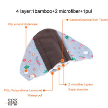Load image into Gallery viewer, DropShipping Reusable Bamboo Charcoal Hygiene Menstrual Pads 5PCS with Waterproof Bag Washable Women Sanitary Pads for Women
