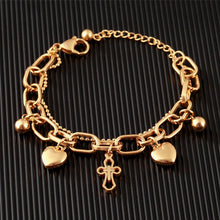 Load image into Gallery viewer, New Arrive Double Stainless Steel Religious Bracelet For Women Female Gold Color Beads Bracelet Jesus Pendant Lady Jewelry Gift