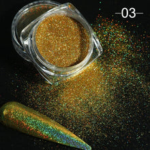 Load image into Gallery viewer, Holographic Powder on Nails Laser Silver Glitter Chrome Nail Powder DIP Shimmer Gel Polish Flakes for Manicure Pigment CH1028-4