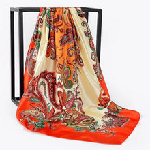Load image into Gallery viewer, Silk Scarf Women Print hair neck Square Scarves Office Ladies Shawl Bandanna 90*90cm Muslim Hijab Handkerchief muffler foulard