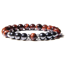 Load image into Gallery viewer, Buddha Bracelet Men Red Tiger Eye Natural Stone 8mm Black Obsidian Hematite Beads Elastic Charm Bracelets Homme Jewelry Gift