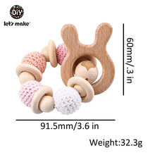 Load image into Gallery viewer, Let's Make Wooden Rattle Teether Baby Toys Engraved Wood Beads Hexagon Teether Silicone Beads 12Mm Tiny Rod Baby Crib Rattle