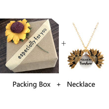 Load image into Gallery viewer, 2019 New Women Gold Necklace You are my sunshine Open Locket Sunflower Pendant Necklace Men Gifts Free Dropshipping