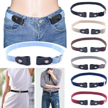 Load image into Gallery viewer, Women's Buckle-Free Elastic Belts Invisible Belt for Jeans No Bulge Hassle Band Fashion Casual Adjustable Button Canvas Belt