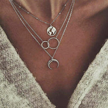 Load image into Gallery viewer, Bohemian Multi Layered Necklace for Women Vintage Portrait Coin Star Moon Pendant Necklace Geometric Collier Collares