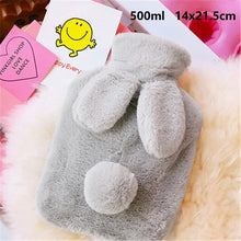 Load image into Gallery viewer, Winter Cartoon Rabbit Hot Water Bottle PVC Stress Pain Relief Therapy Hot Water Bag With Knitted Soft Cozy Cover Hand Warmer 1pc