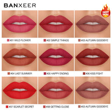 Load image into Gallery viewer, BANXEER Lipgloss Matte 8 Colors Lip Gloss Velvety Lipstick Liquid Matte Waterproof Lip Tint Full & rich Sexy Lip Makeup Cosmetic