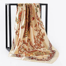 Load image into Gallery viewer, Silk Scarf Women Print hair neck Square Scarves Office Ladies Shawl Bandanna 90*90cm Muslim Hijab Handkerchief muffler foulard