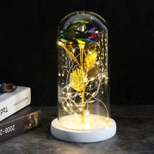 Load image into Gallery viewer, 6 Colour Beauty And The Beast Red Rose In A Glass Dome On A Wooden Base For Valentine's Gifts LED Rose Lamps Christmas