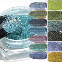 Load image into Gallery viewer, Holographic Powder on Nails Laser Silver Glitter Chrome Nail Powder DIP Shimmer Gel Polish Flakes for Manicure Pigment CH1028-4