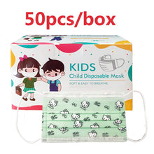 Load image into Gallery viewer, 50-100pcs Children Face Mask Cartoon Printed soft skin-friendly Disposable Mouth Cover Mask boy girl Personal Thicken mouth mask