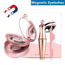 Load image into Gallery viewer, Magnetic Eyelashes & Liquid Eyeliner & Tweezer Set 3D Mink Lashes Makeup Magnet Eyelashes Set Long Lasting Eyelash Extension