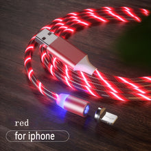 Load image into Gallery viewer, 1m Magnetic charging Mobile Phone Cable USB Type C Flow Luminous Lighting Data Wire for Samsung Huawei LED Micro Kable