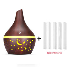 Load image into Gallery viewer, 300ml USB Air Humidifier Electric Aroma Air Diffuser Essential Oil Wood Ultrasonic Aromatherapy Cool Mist Maker for Home Car