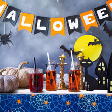Load image into Gallery viewer, Halloween Decoration Supplies Tablecloths Straws Paper Plates Paper Cups Halloween Party Supplies Halloween Door Falg HY1