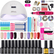 Load image into Gallery viewer, LNWPYH Nail Set UV LED Lamp Dryer With 18/12 pcs Nail Gel Polish Kit Soak Off Manicure Tools Set electric Nail drill Nail Tools
