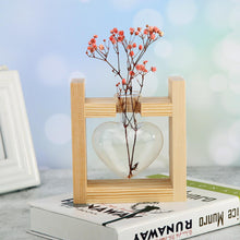 Load image into Gallery viewer, Glass and Wood Vase Planter Terrarium Table Desktop Hydroponics Plant Bonsai Flower Pot Hanging Pots with Wooden Tray Home Decor