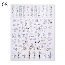 Load image into Gallery viewer, 1Pcs 3D Nail Sticker Christmas Holographics Snowflake For Gold Silver Nail Art Stickers DIY Nail Art Decoration Decals