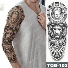 Load image into Gallery viewer, Large Arm Sleeve Tattoo Lion Crown King Rose Waterproof Temporary Tatoo Sticker Wild Wolf Tiger Men Full Skull Totem Tatto