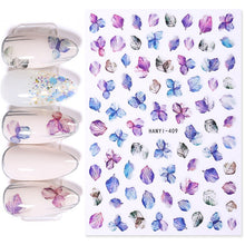 Load image into Gallery viewer, Flower Series Nail Water Decal Stickers Sakura Daisy Lavender Floral Pattern Transfer Sticker Nail Art Decoration