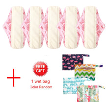 Load image into Gallery viewer, DropShipping Reusable Bamboo Charcoal Hygiene Menstrual Pads 5PCS with Waterproof Bag Washable Women Sanitary Pads for Women