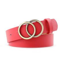 Load image into Gallery viewer, Fashion Leather Waist Belt For Jeans Double Ring Pearl Buckle Ladies Belt For Dresses Black White Women Belt Wild Waistband