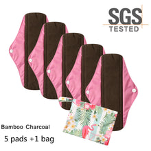 Load image into Gallery viewer, DropShipping Reusable Bamboo Charcoal Hygiene Menstrual Pads 5PCS with Waterproof Bag Washable Women Sanitary Pads for Women