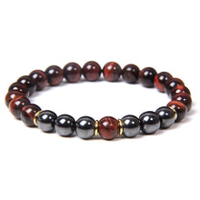 Load image into Gallery viewer, Buddha Bracelet Men Red Tiger Eye Natural Stone 8mm Black Obsidian Hematite Beads Elastic Charm Bracelets Homme Jewelry Gift