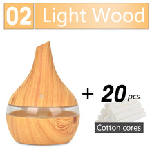 Load image into Gallery viewer, 300ML USB humidifier Electric oil Aromatherapy wood grain Ultrasonic air diffuser with 7 colors lights for home office Car