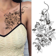Load image into Gallery viewer, Purple Rose Jewelry Water Transfer Tattoo Stickers Women Body Chest Art Temporary Tattoo Girl Waist Bracelet Flash Tatoos Flower