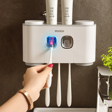 Load image into Gallery viewer, Bathroom Accessories organizer Set Toothbrush Holder Automatic Toothpaste Dispenser Holder Toothbrush Wall Mount Rack Tools Set