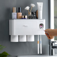 Load image into Gallery viewer, Bathroom Accessories organizer Set Toothbrush Holder Automatic Toothpaste Dispenser Holder Toothbrush Wall Mount Rack Tools Set