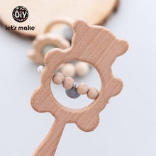 Load image into Gallery viewer, Let's Make Baby Toys Teether Wooden Rattles Bracelet Pacifier Chain Rodent Beading Beech Musical Newborn Bear 2pcs/set Bed Bell